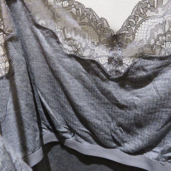 SOMA Cool Nights Rib Lace Trim Pajama Cami Top in Gray Lounge Comfy Size XL NWT - Picture 10 of 14